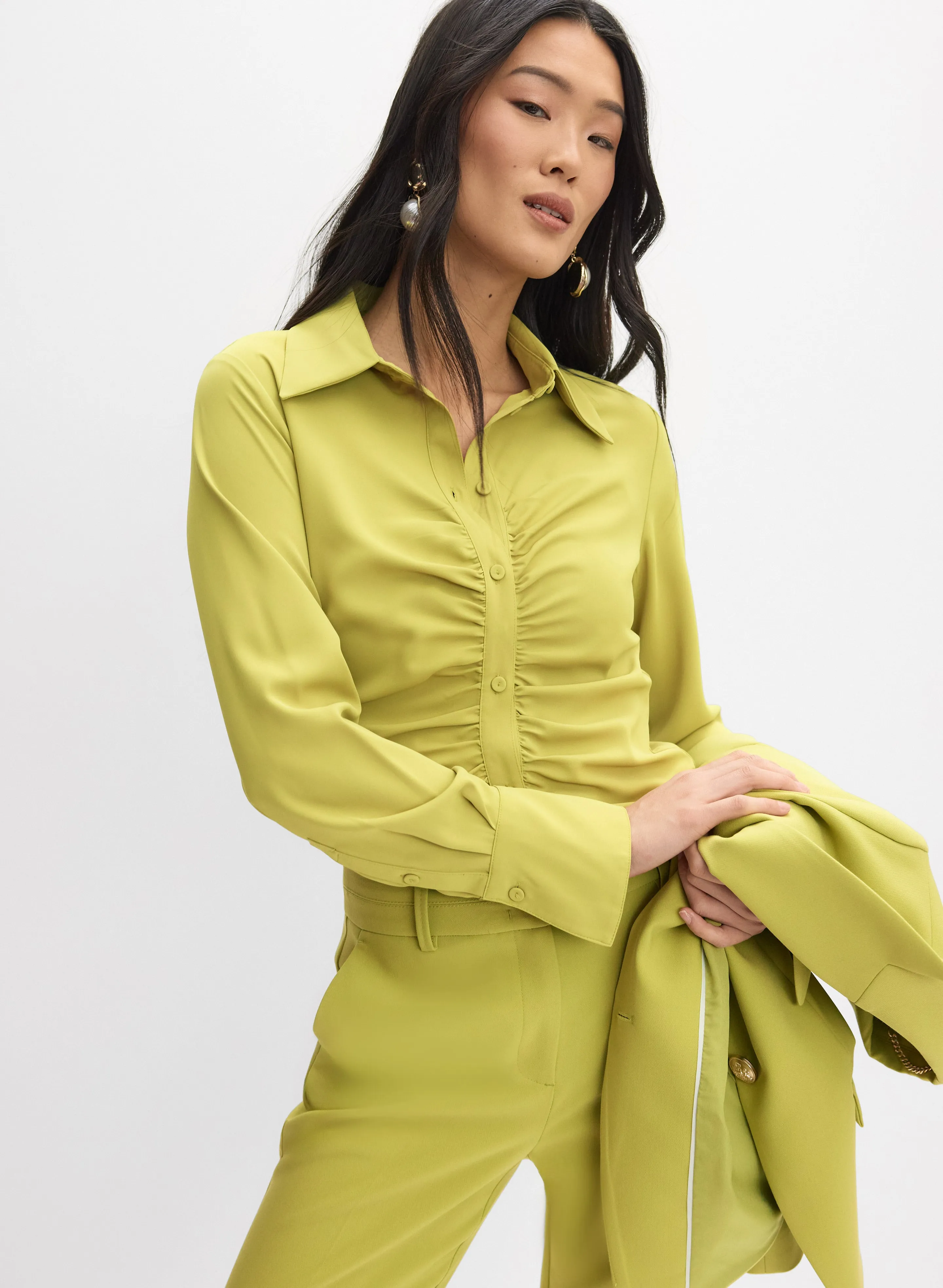 Melanie Lyne Ruched Button-Down Blouse Melanie Lyne Ruched Button-Down Blouse - Image 1