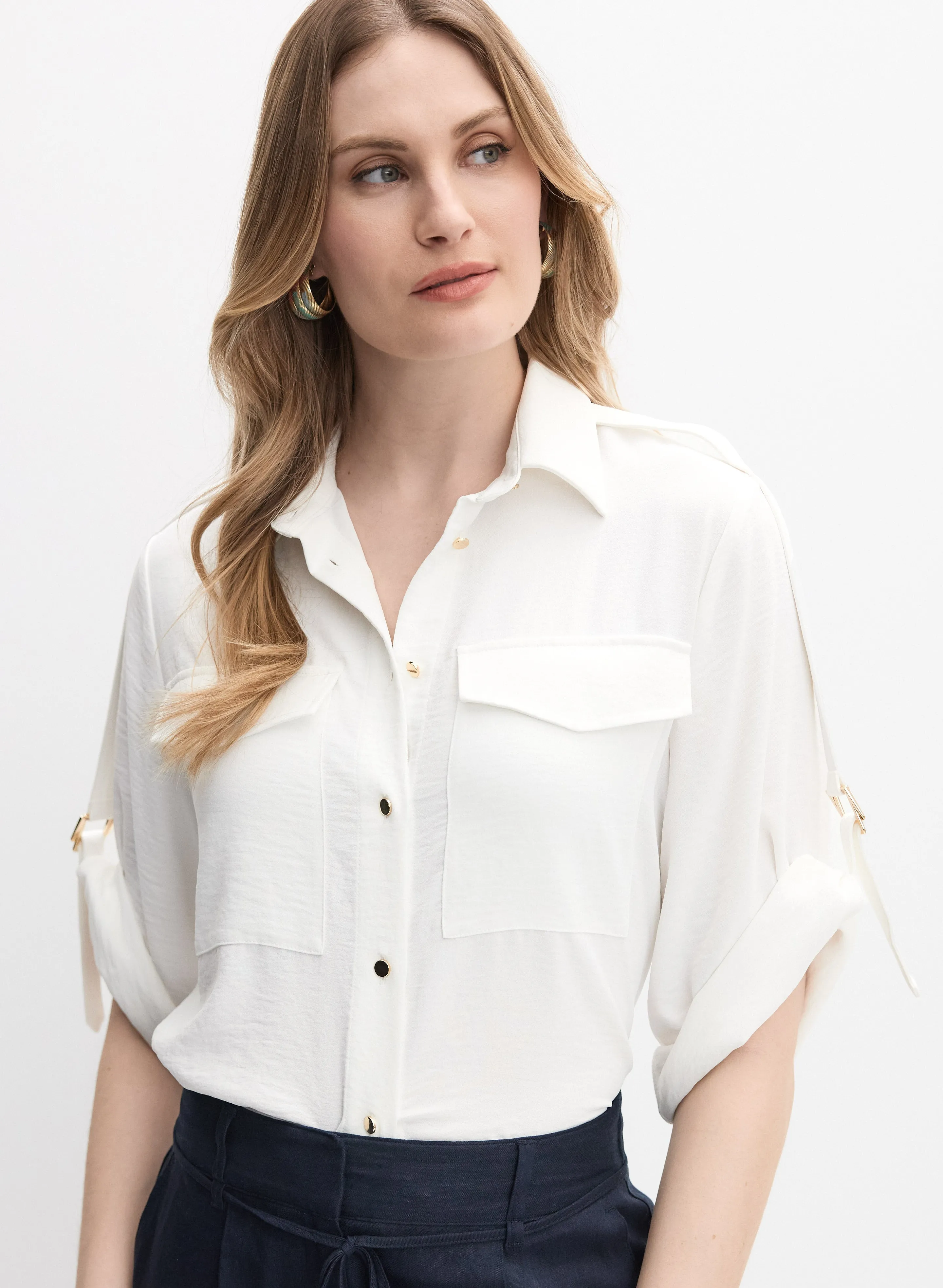Melanie Lyne Crinkle Button-Down Blouse Melanie Lyne Crinkle Button-Down Blouse - Image 1