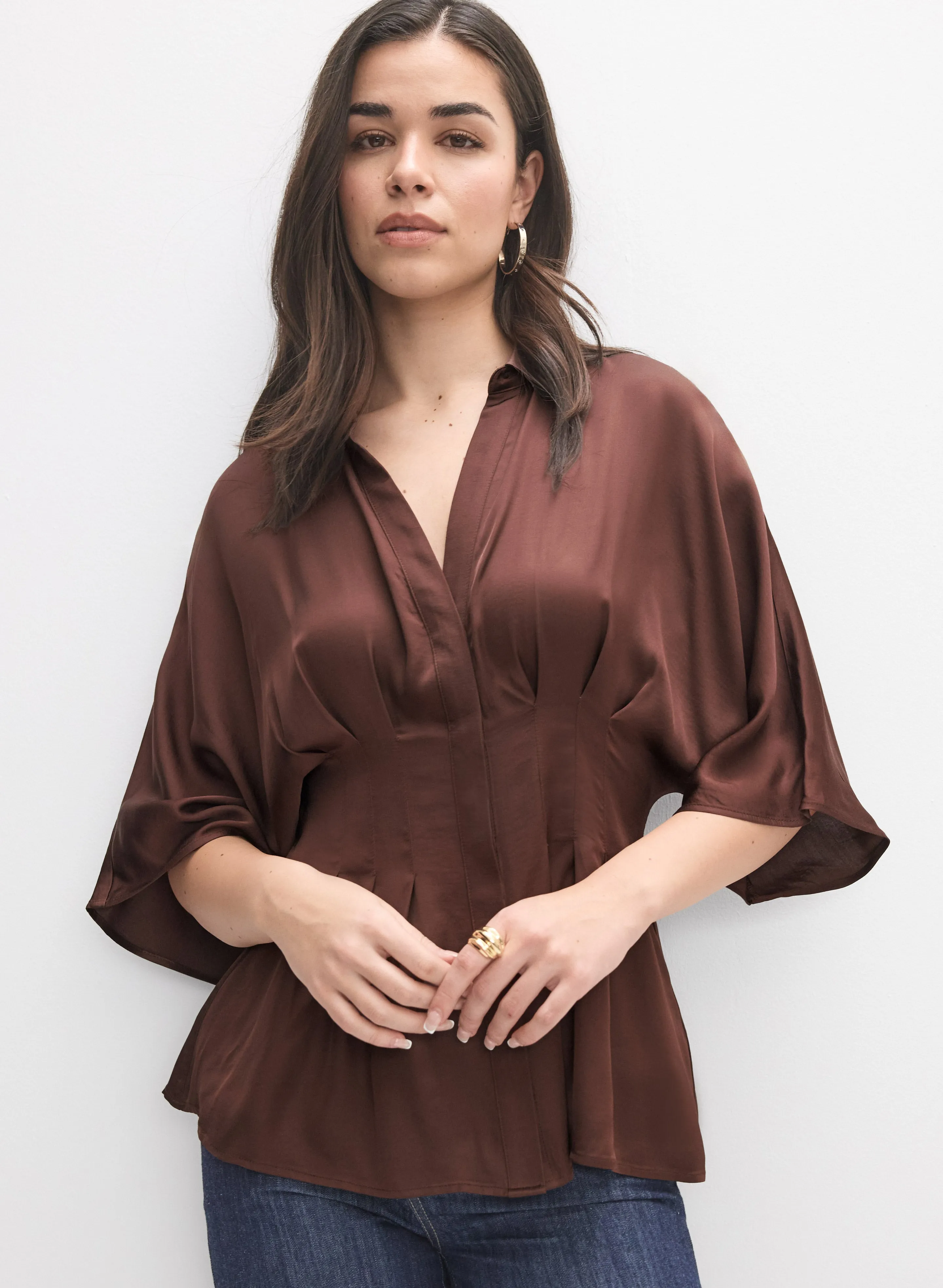 Melanie Lyne Pintuck Satin Blouse Melanie Lyne Pintuck Satin Blouse - Image 1