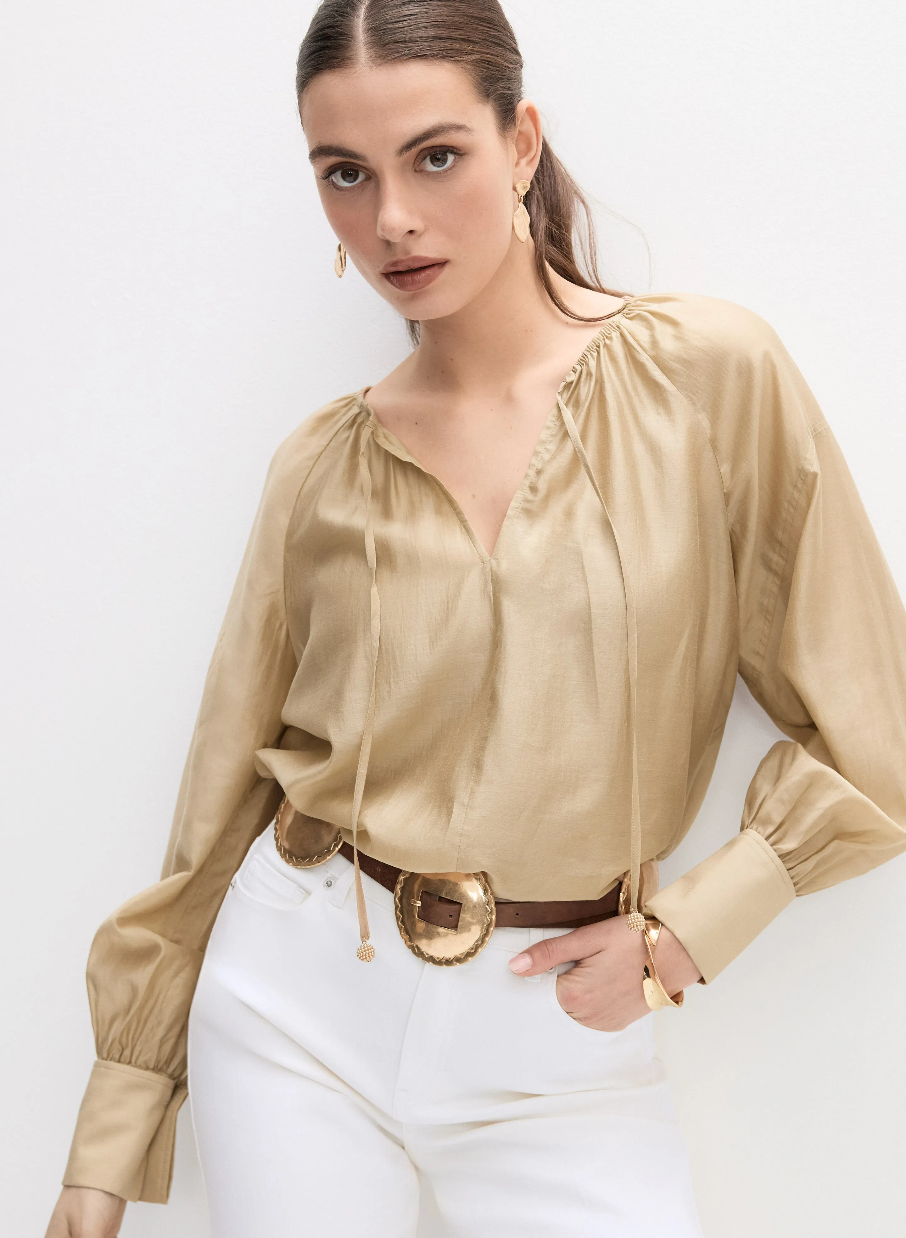 Melanie Lyne Drawstring Neck Blouse Melanie Lyne Drawstring Neck Blouse - Image 1