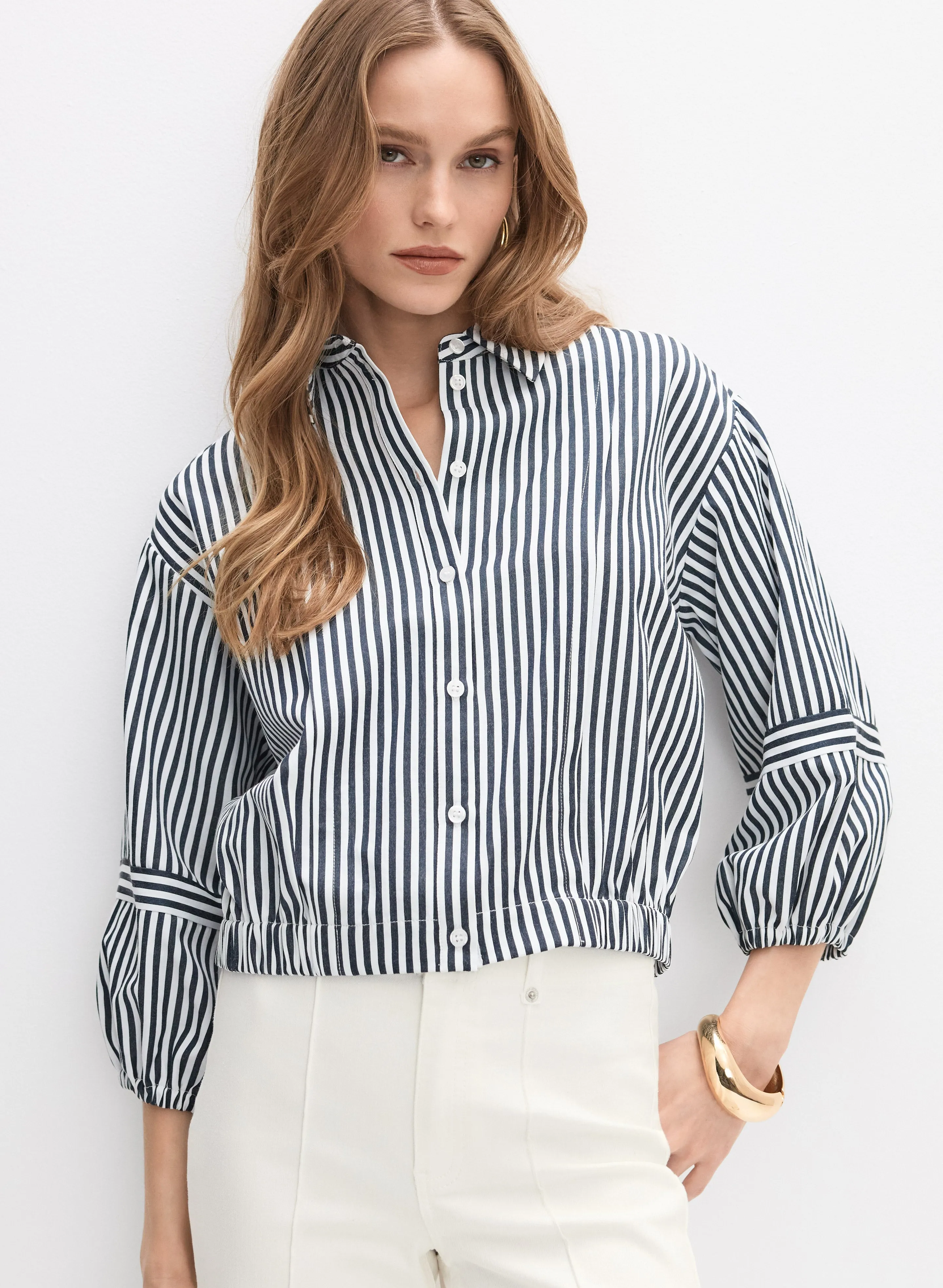Melanie Lyne Striped Button-Down Blouse Melanie Lyne Striped Button-Down Blouse - Image 1