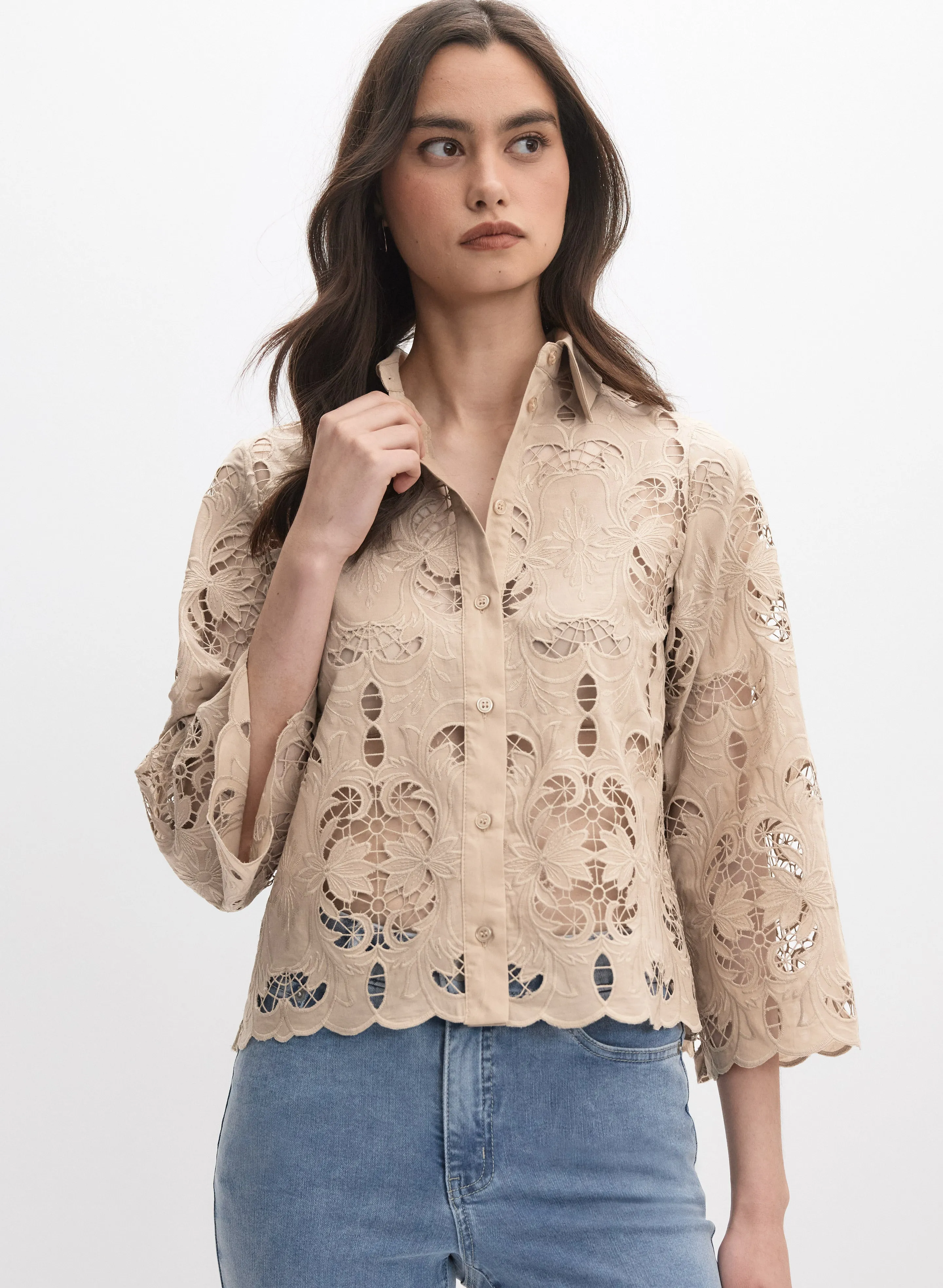 Melanie Lyne Button-Down Embroidered Blouse Melanie Lyne Button-Down Embroidered Blouse - Image 1