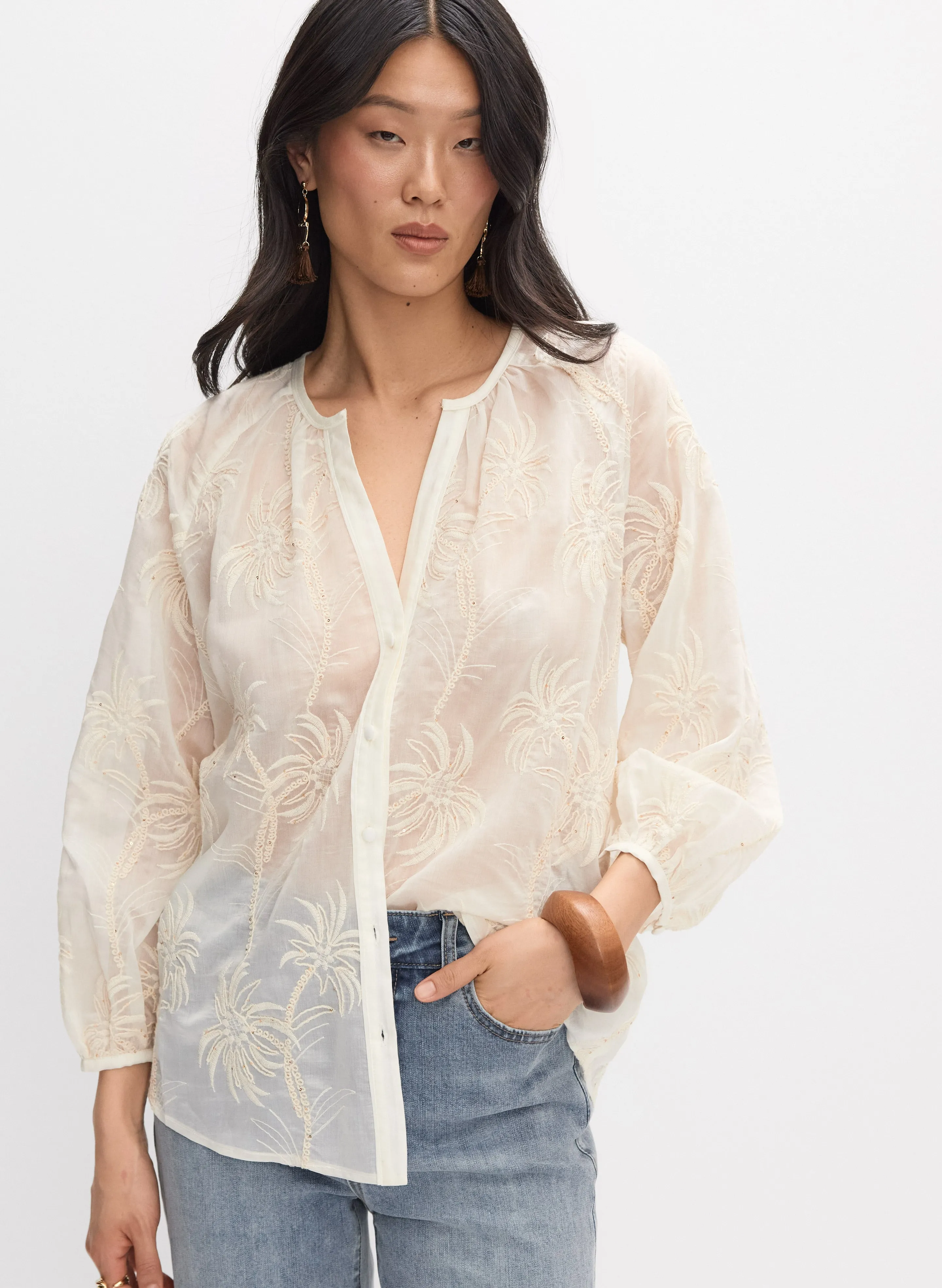 Melanie Lyne Palm Pattern Blouse Melanie Lyne Palm Pattern Blouse - Image 1