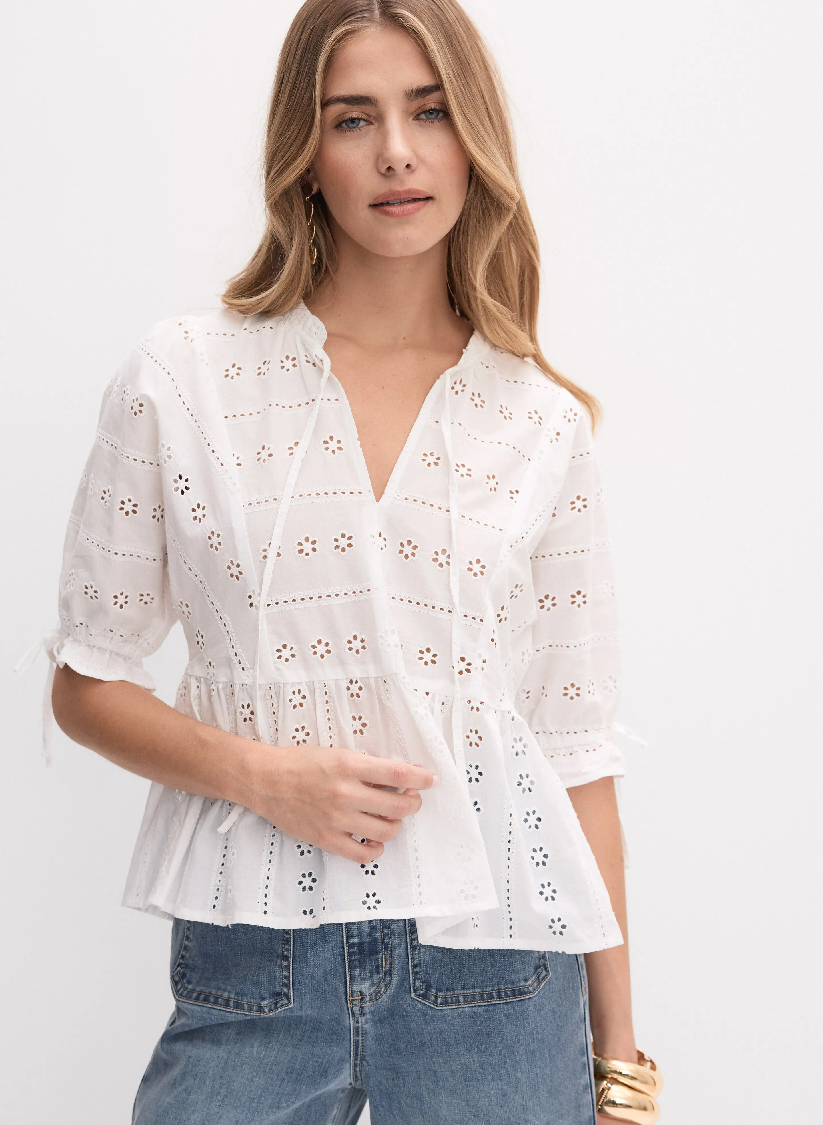 Melanie Lyne Eyelet Embroidered Blouse Melanie Lyne Eyelet Embroidered Blouse - Image 1