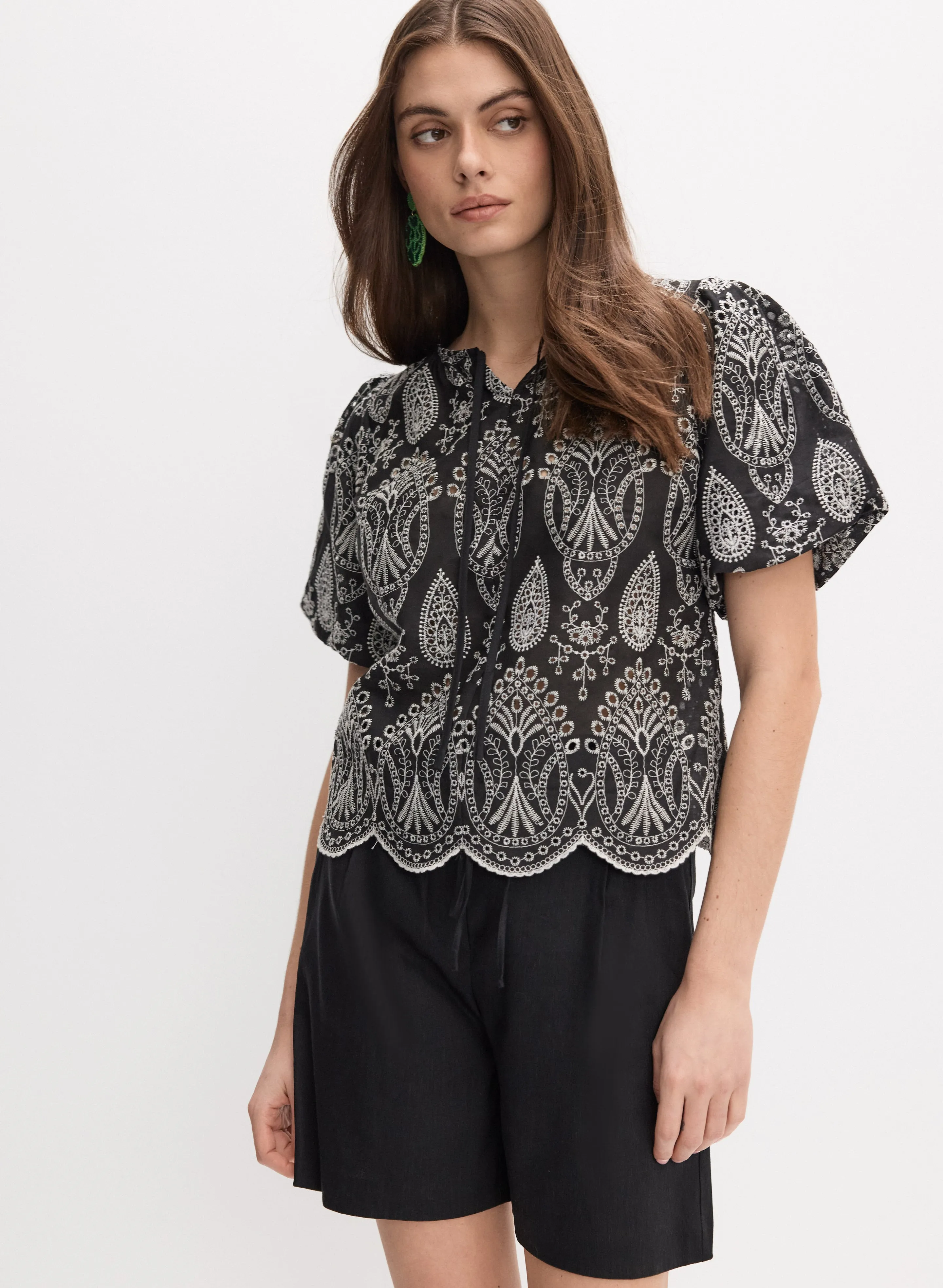Melanie Lyne Embroidered Eyelet Blouse Melanie Lyne Embroidered Eyelet Blouse - Image 1