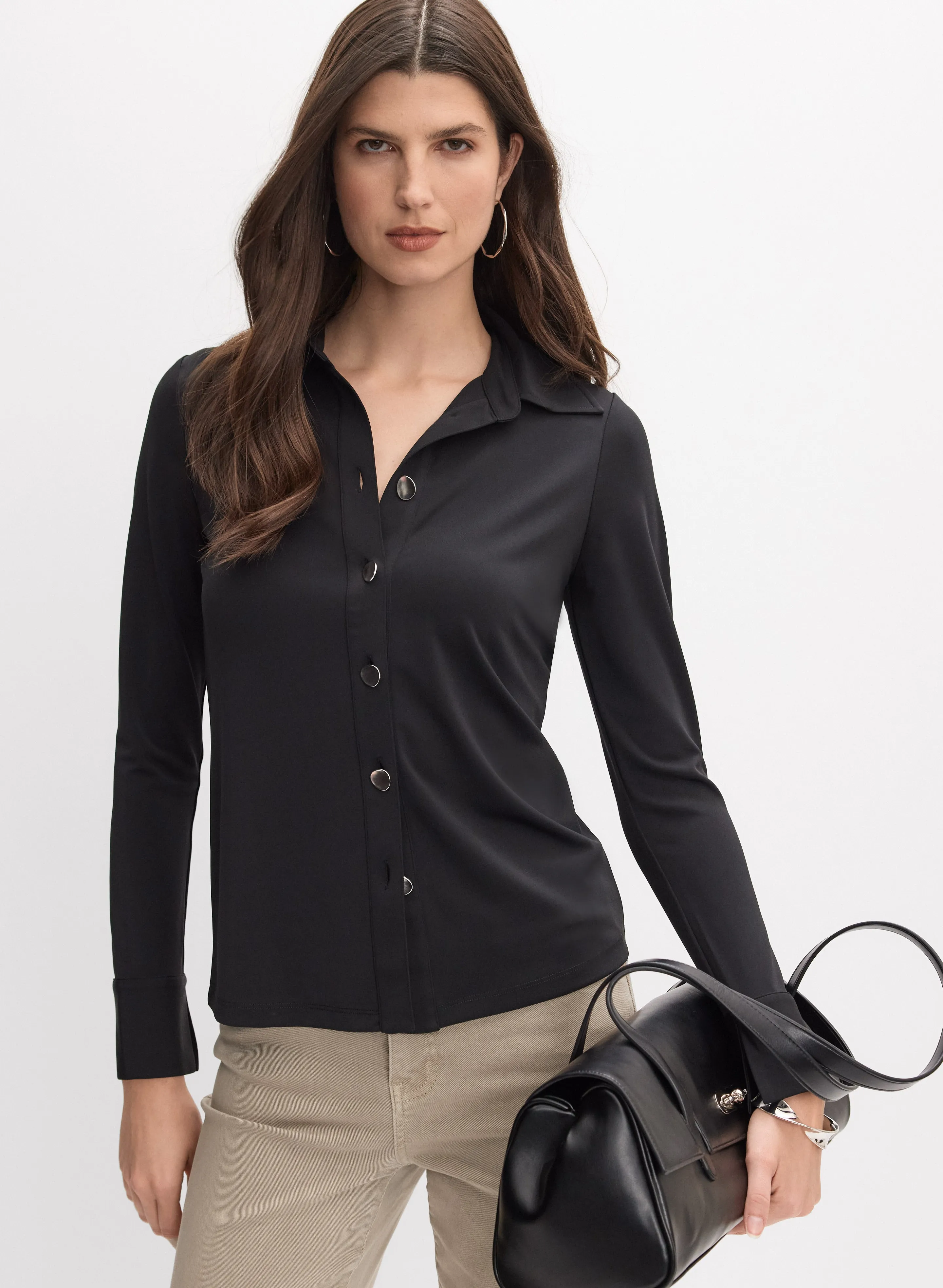 Melanie Lyne Jersey Button-Down Top Melanie Lyne Jersey Button-Down Top - Image 1