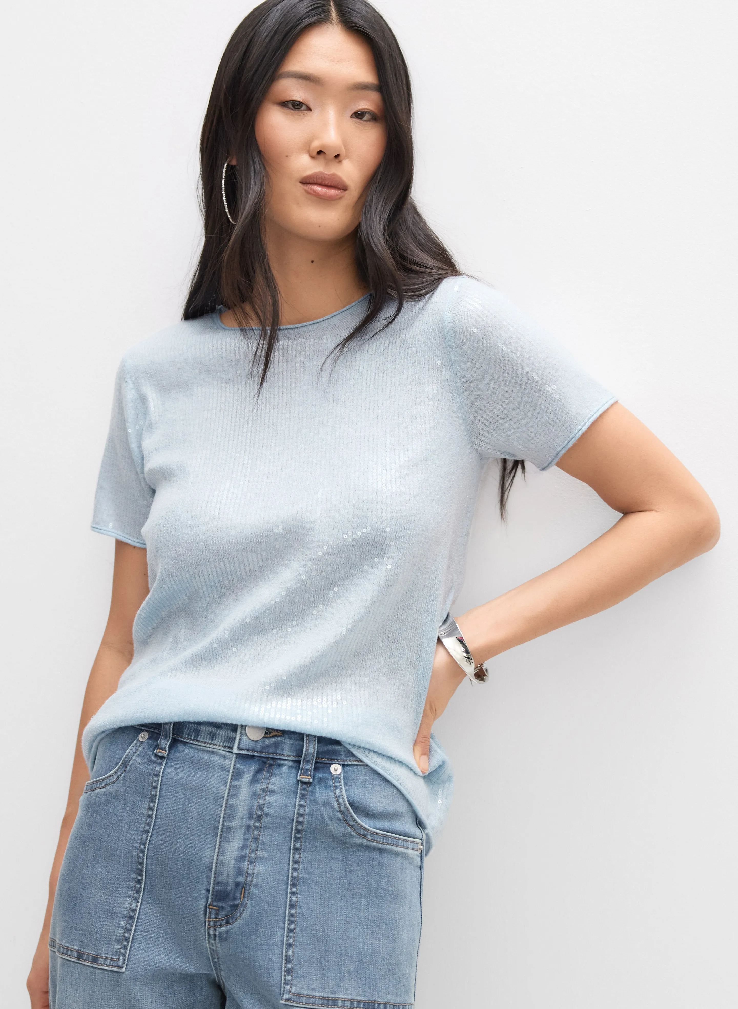 Melanie Lyne Sequin Crew Neck Pullover Melanie Lyne Sequin Crew Neck Pullover - Image 1