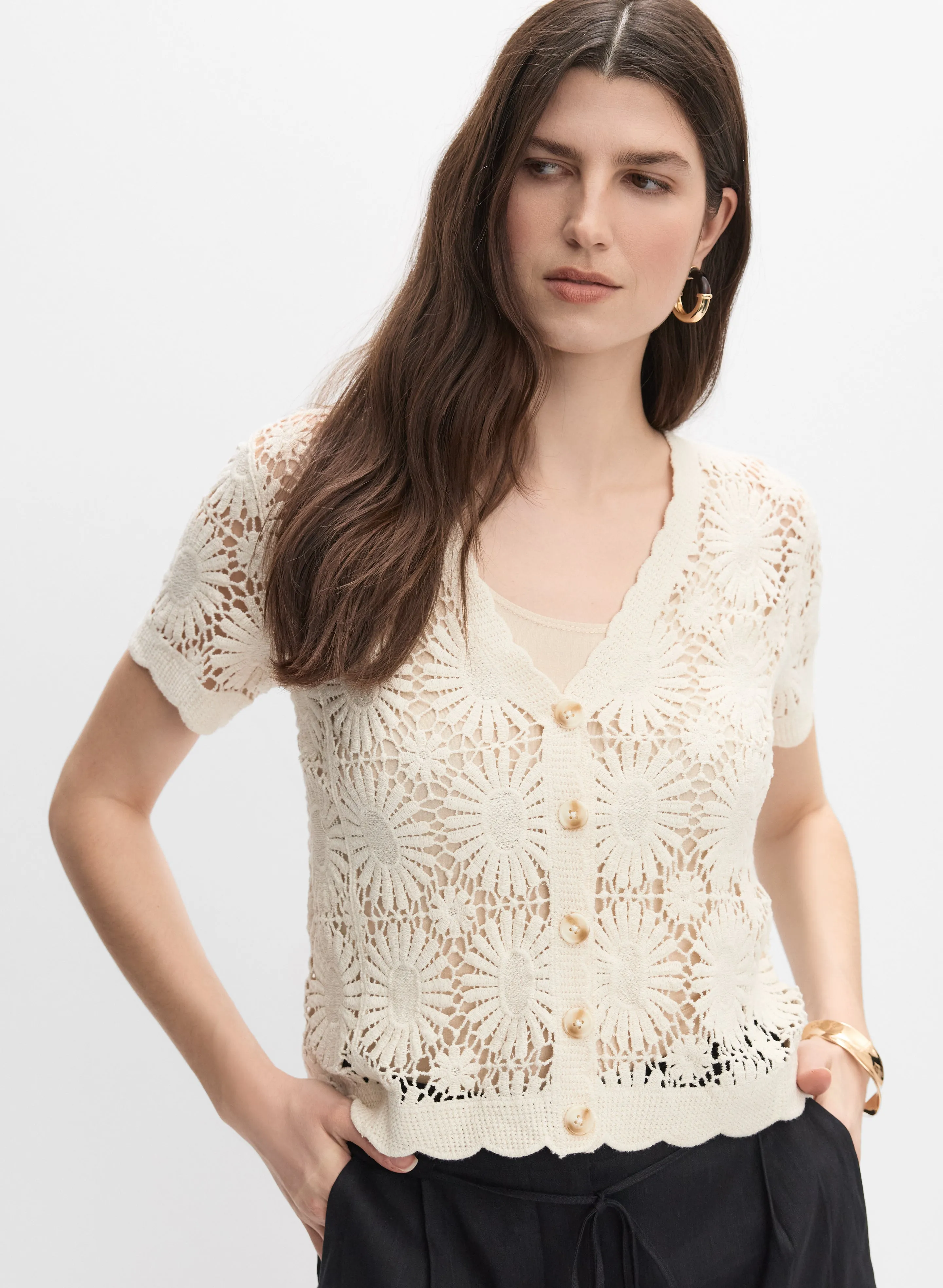 Melanie Lyne Floral Crochet Cardigan Melanie Lyne Floral Crochet Cardigan - Image 1