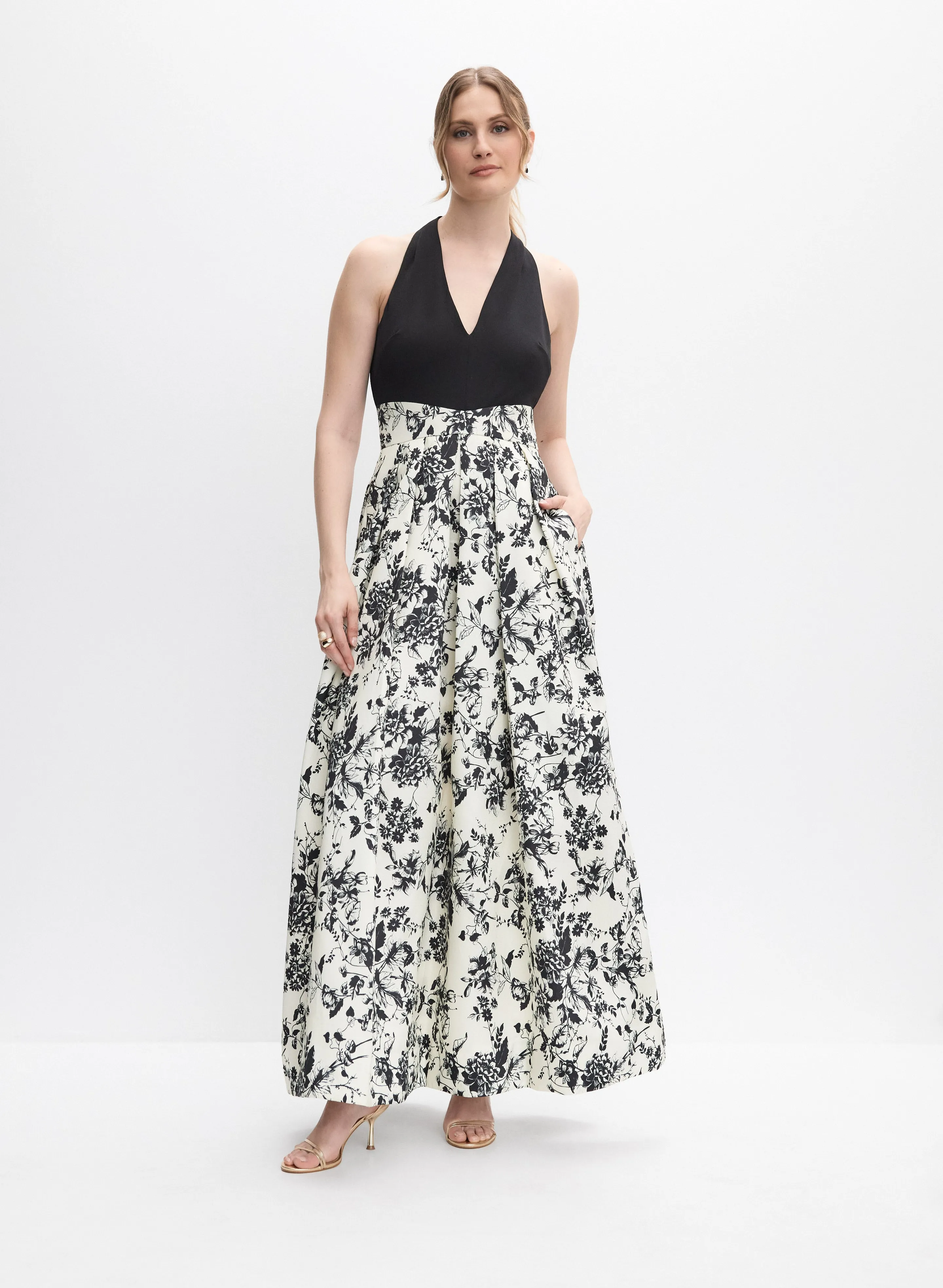 Melanie Lyne Floral Mikado & Scuba Crepe Dress Melanie Lyne Floral Mikado & Scuba Crepe Dress - Image 1