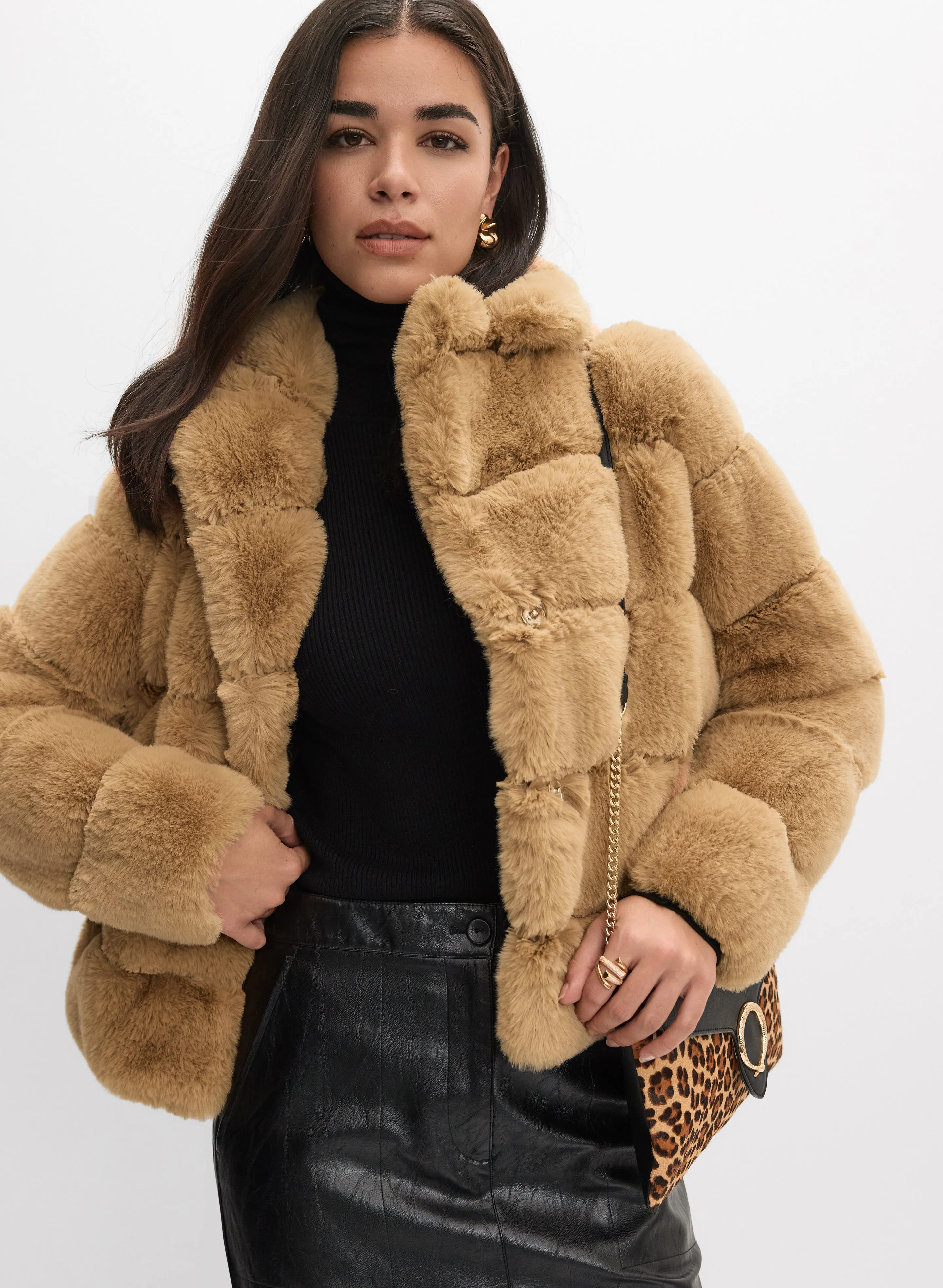 Melanie Lyne Quilted Faux Fur Coat Melanie Lyne Quilted Faux Fur Coat - Image 1