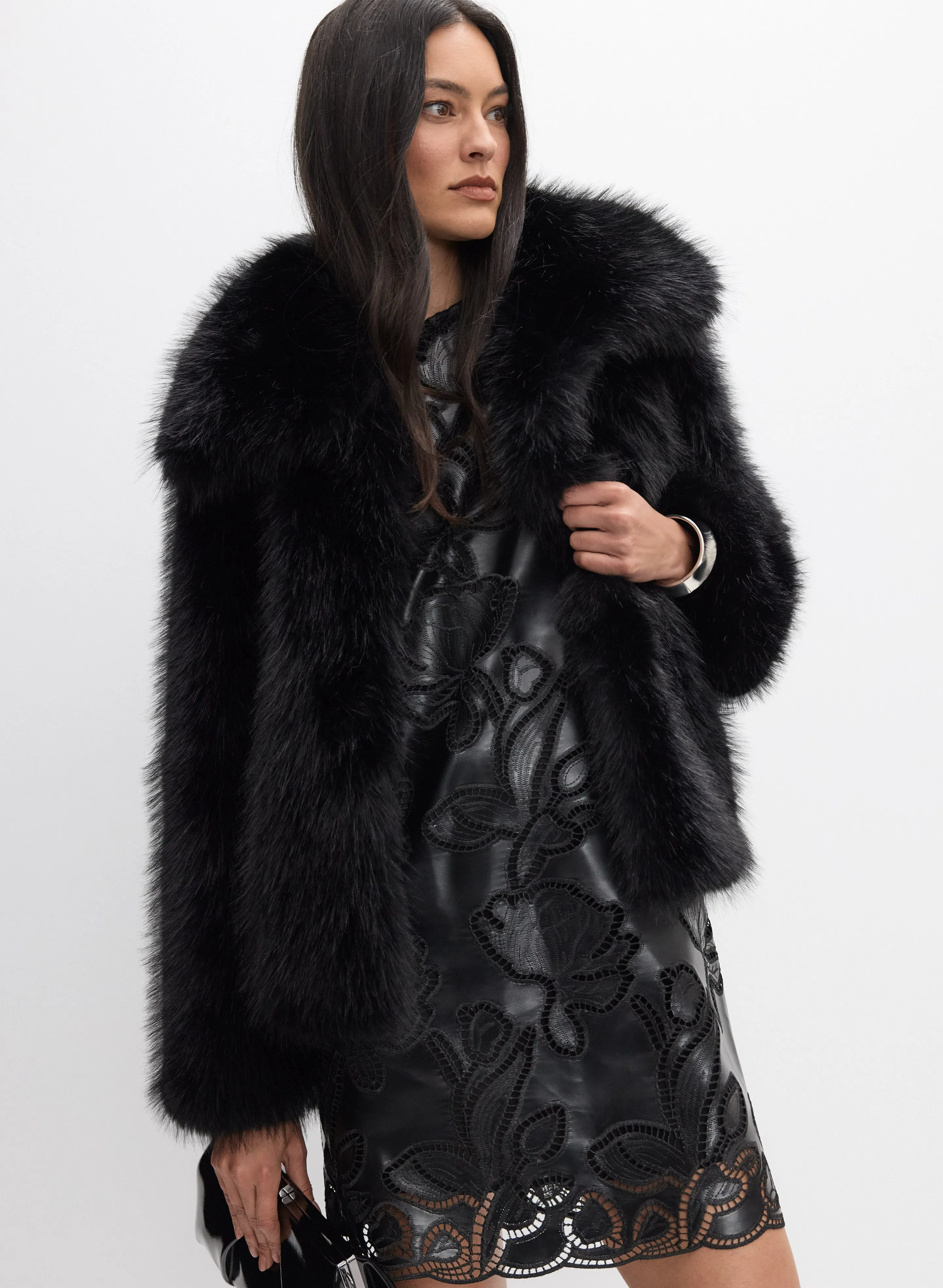 Melanie Lyne Faux-Fur Cropped Coat Melanie Lyne Faux-Fur Cropped Coat - Image 1