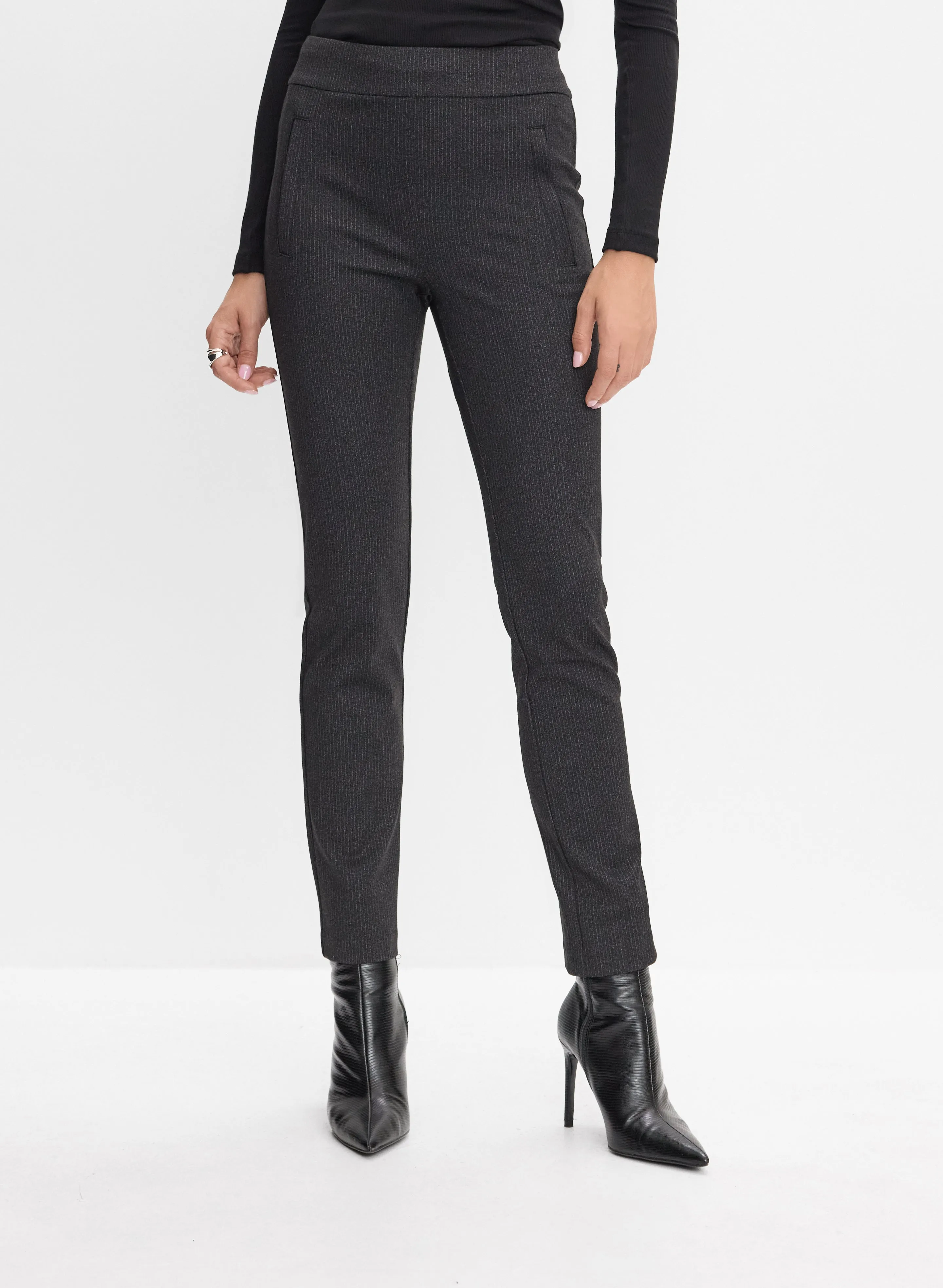 Melanie Lyne Madison Pinstripe Slim-Leg Pants Melanie Lyne Madison Pinstripe Slim-Leg Pants - Image 1