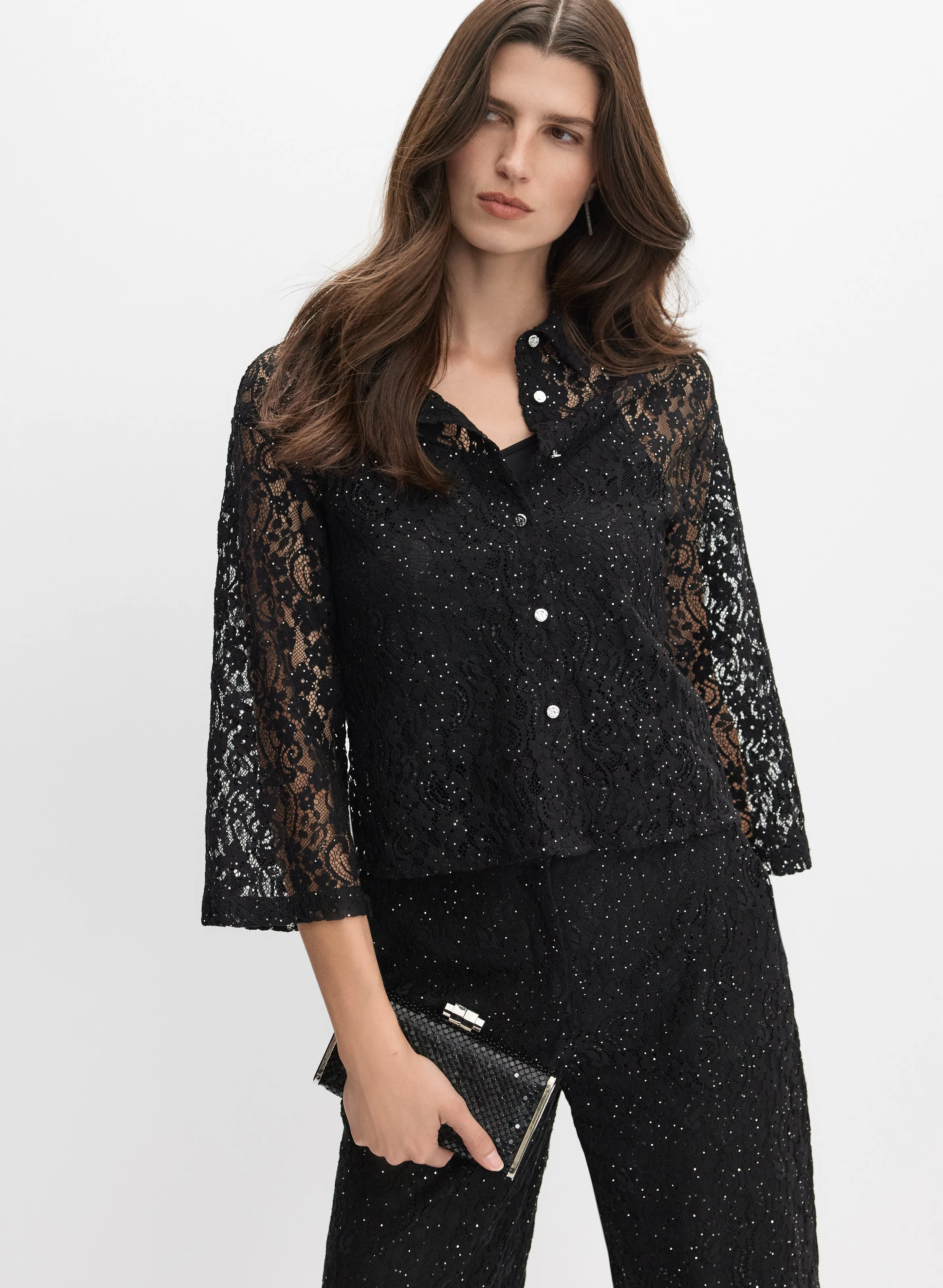 Melanie Lyne Sequined Lace Blouse Melanie Lyne Sequined Lace Blouse - Image 1