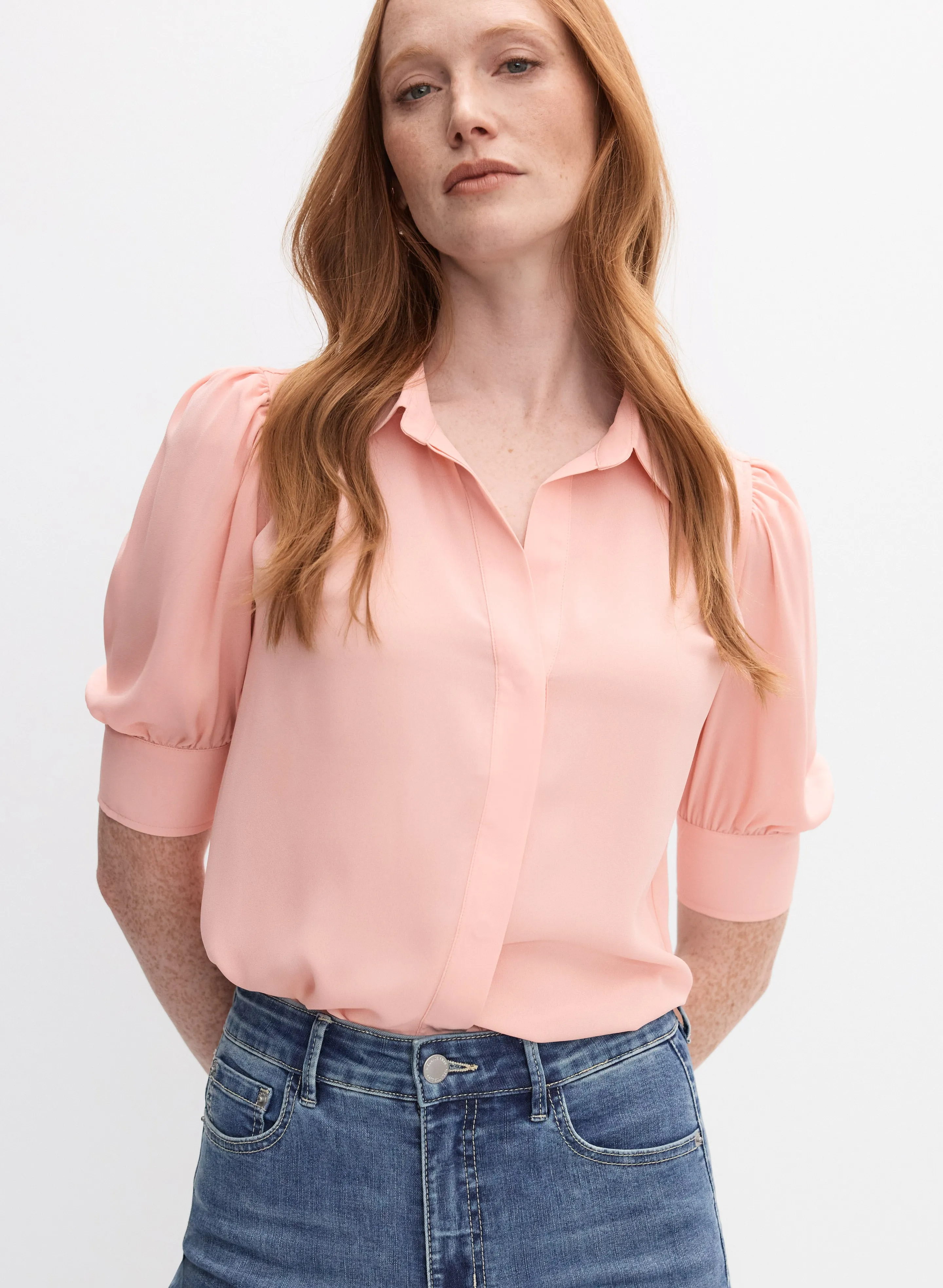 Melanie Lyne Button-Down Crepe Blouse Melanie Lyne Button-Down Crepe Blouse - Image 1