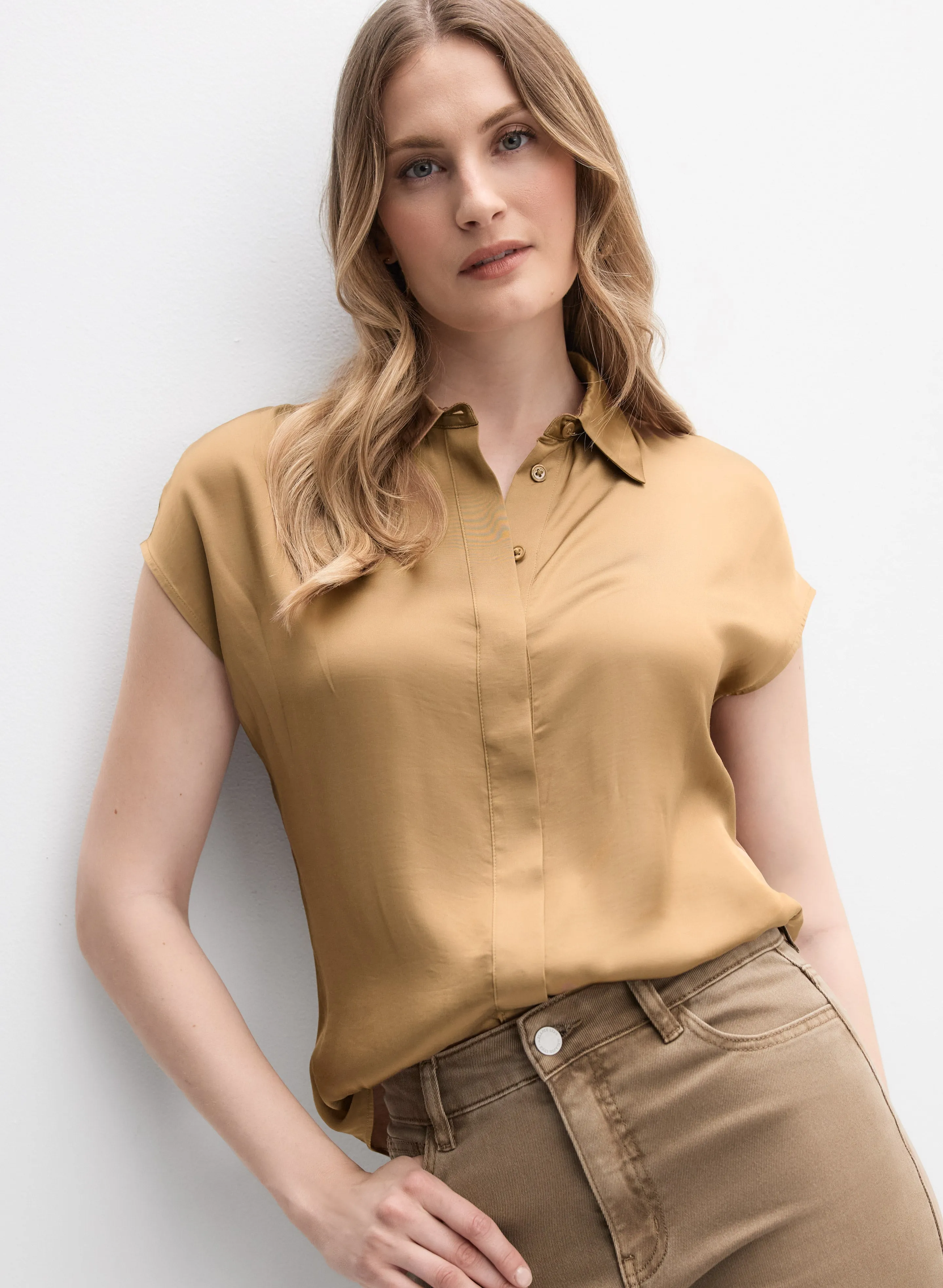 Melanie Lyne Button-Down Satin Blouse Melanie Lyne Button-Down Satin Blouse - Image 1