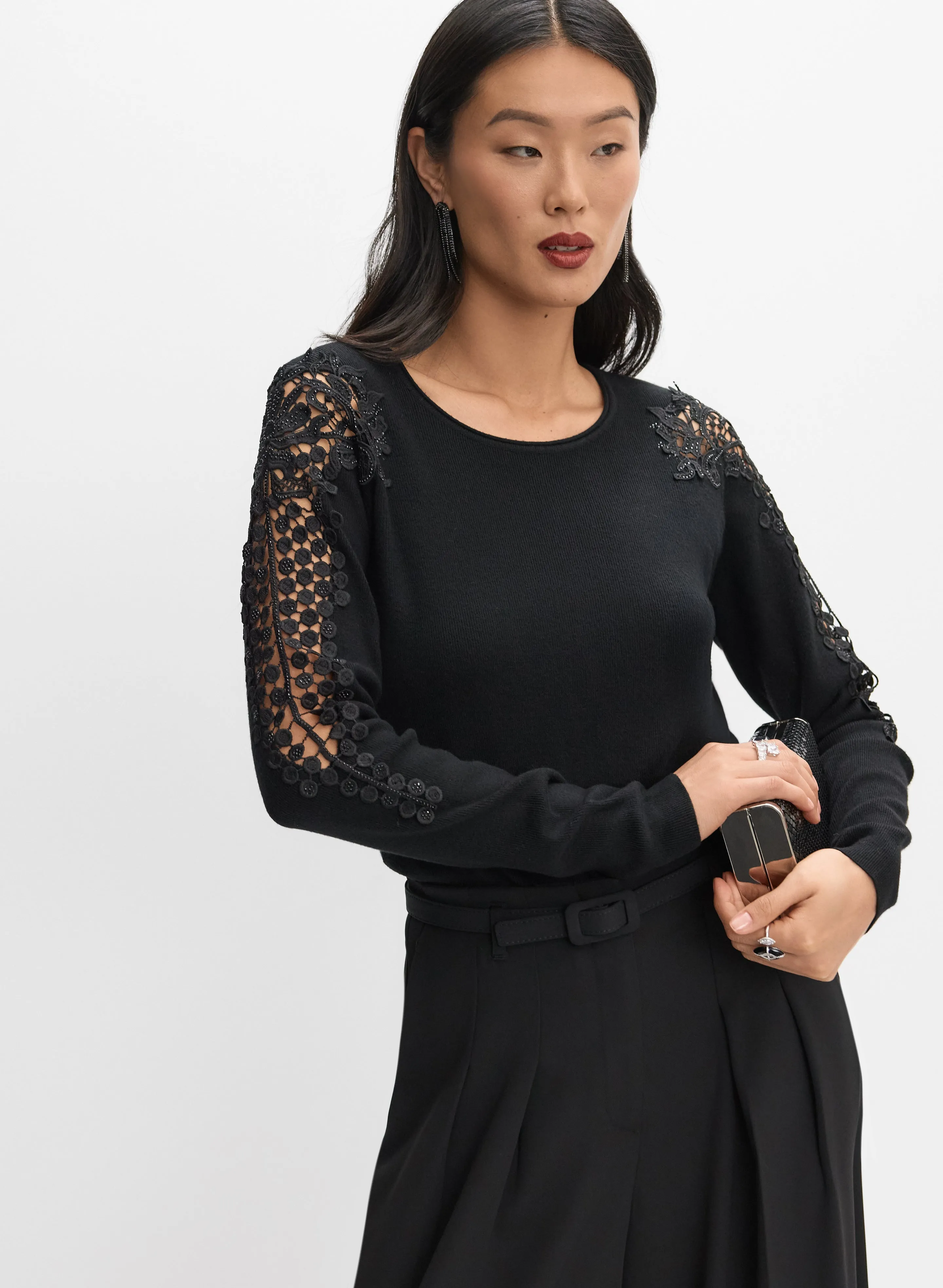 Melanie Lyne Lace Detail Pullover Melanie Lyne Lace Detail Pullover - Image 1