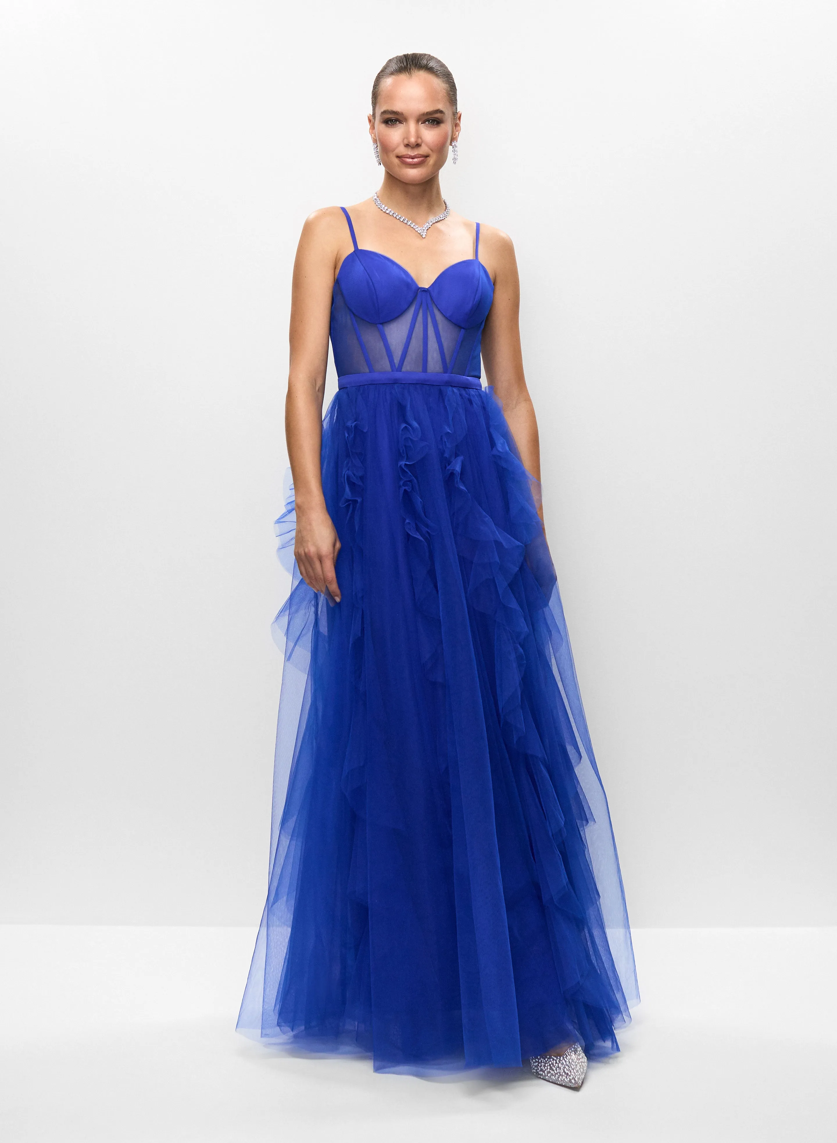 Melanie Lyne Ruffle Skirt Corset-Style Gown Melanie Lyne Ruffle Skirt Corset-Style Gown - Image 1