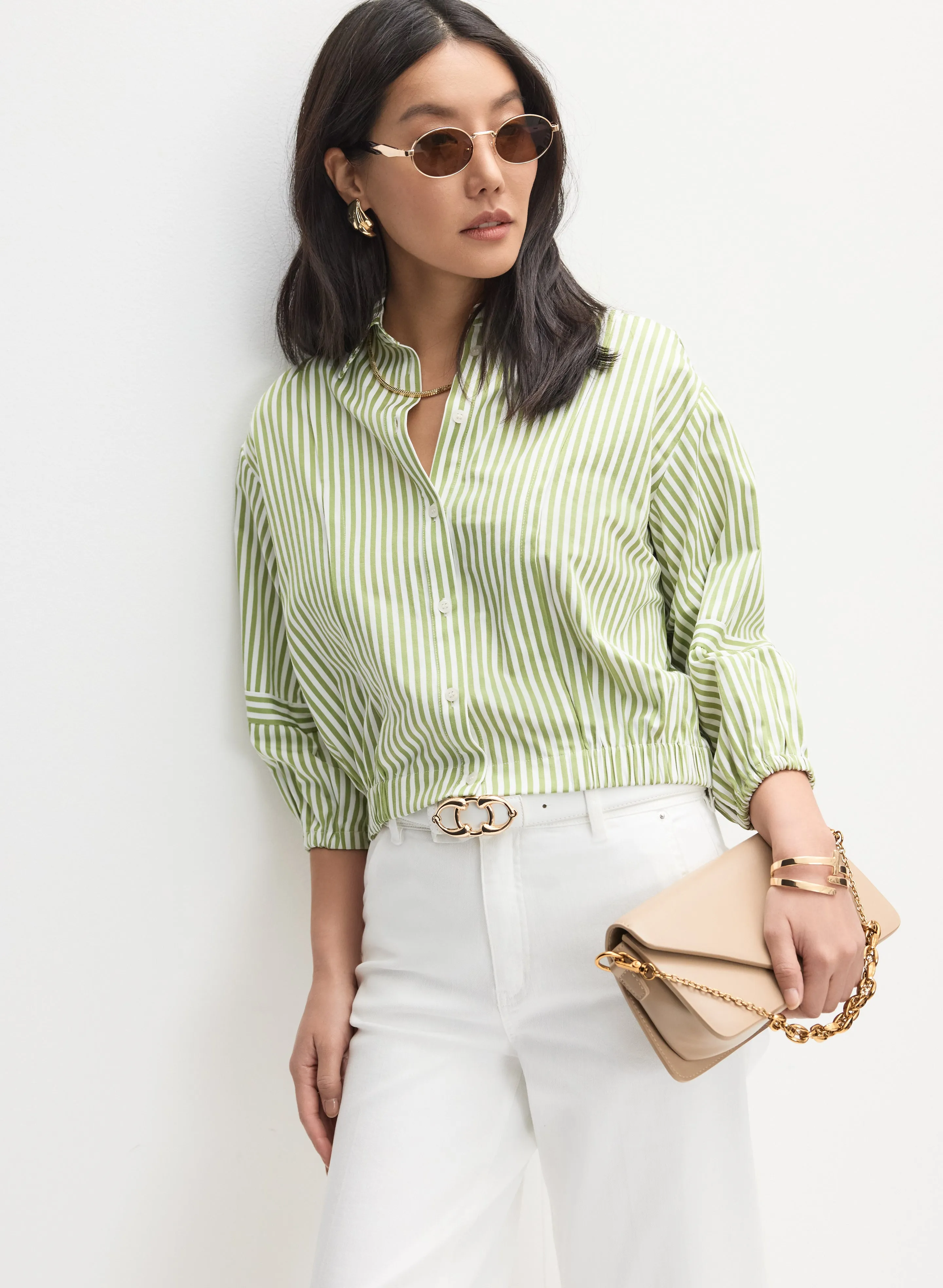 Melanie Lyne Striped Button-Down Blouse Melanie Lyne Striped Button-Down Blouse - Image 1