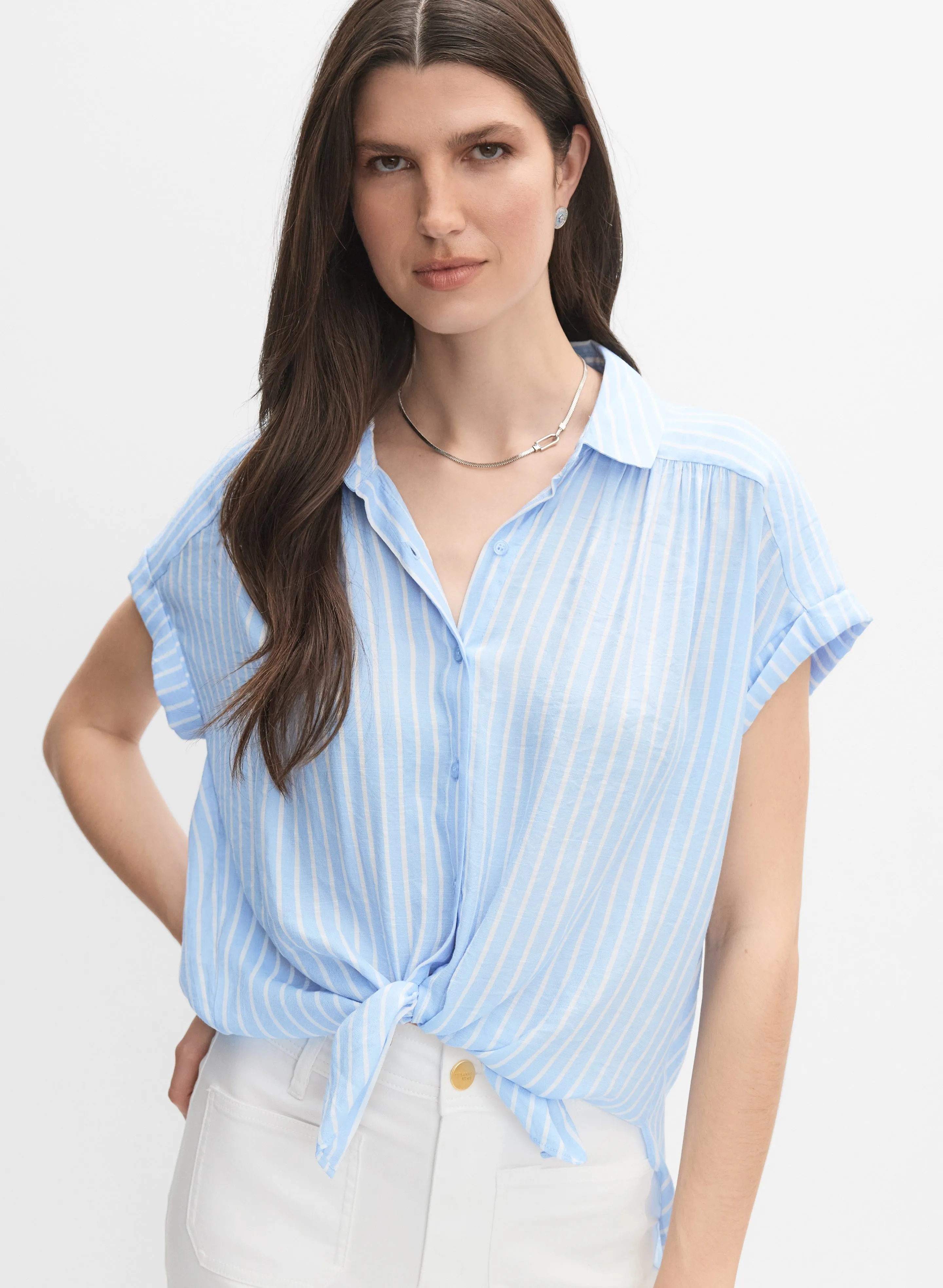 Melanie Lyne Striped Cap Sleeve Blouse Melanie Lyne Striped Cap Sleeve Blouse - Image 1