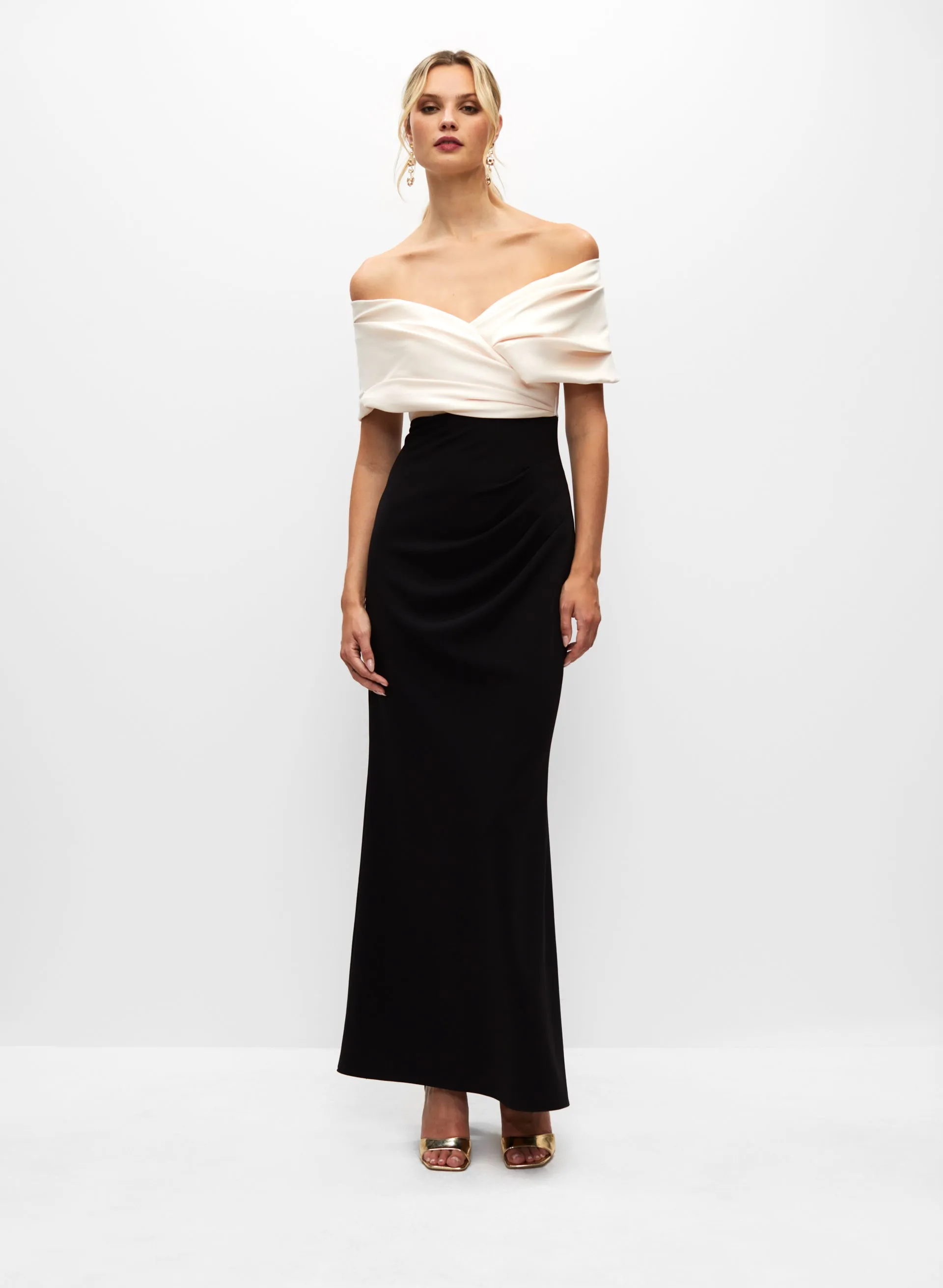 Melanie Lyne Contrast Sweetheart Wrap Neck Dress Melanie Lyne Contrast Sweetheart Wrap Neck Dress - Image 1
