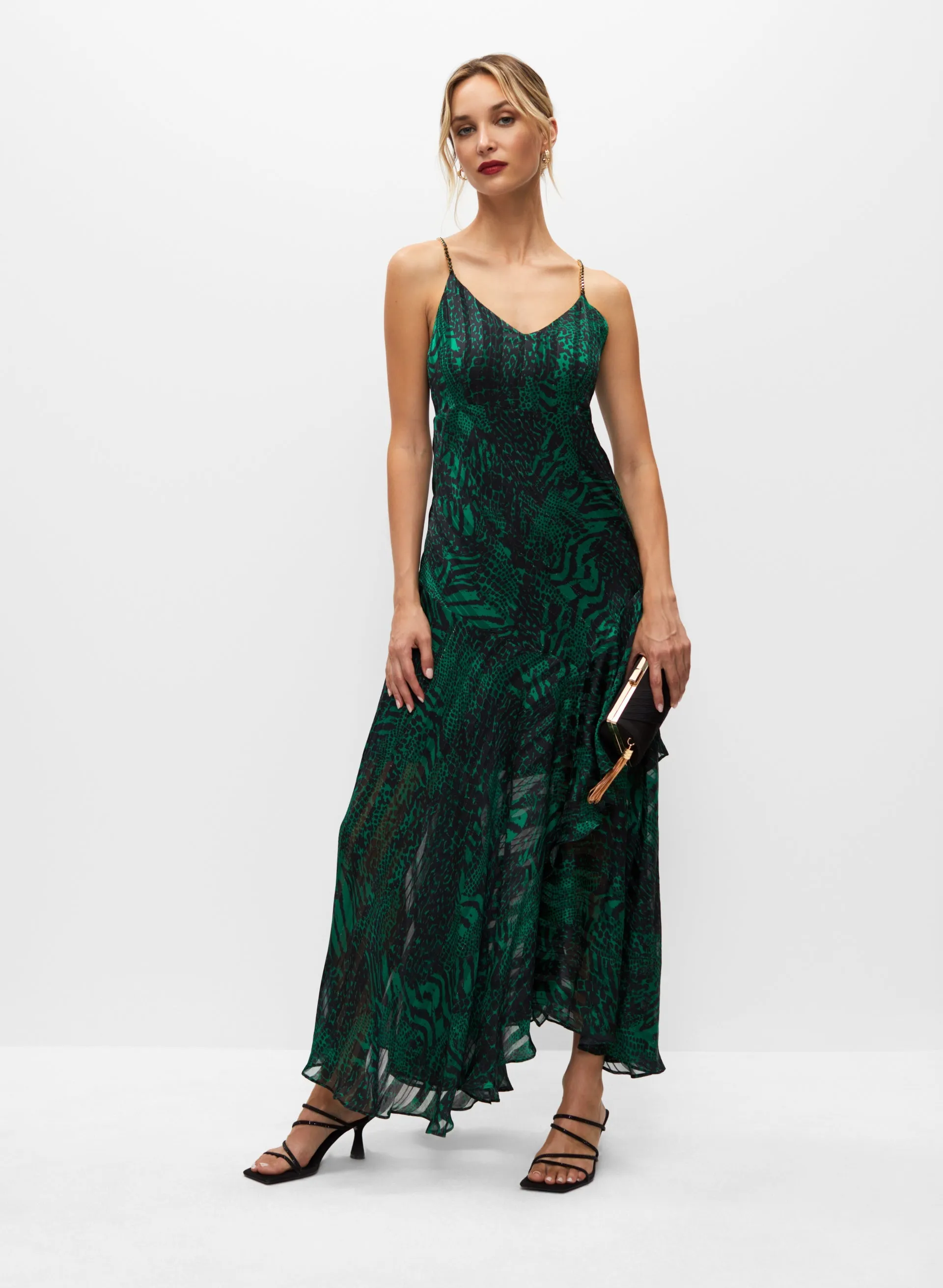 Melanie Lyne Snake Print Ruffle Detail Dress Melanie Lyne Snake Print Ruffle Detail Dress - Image 1