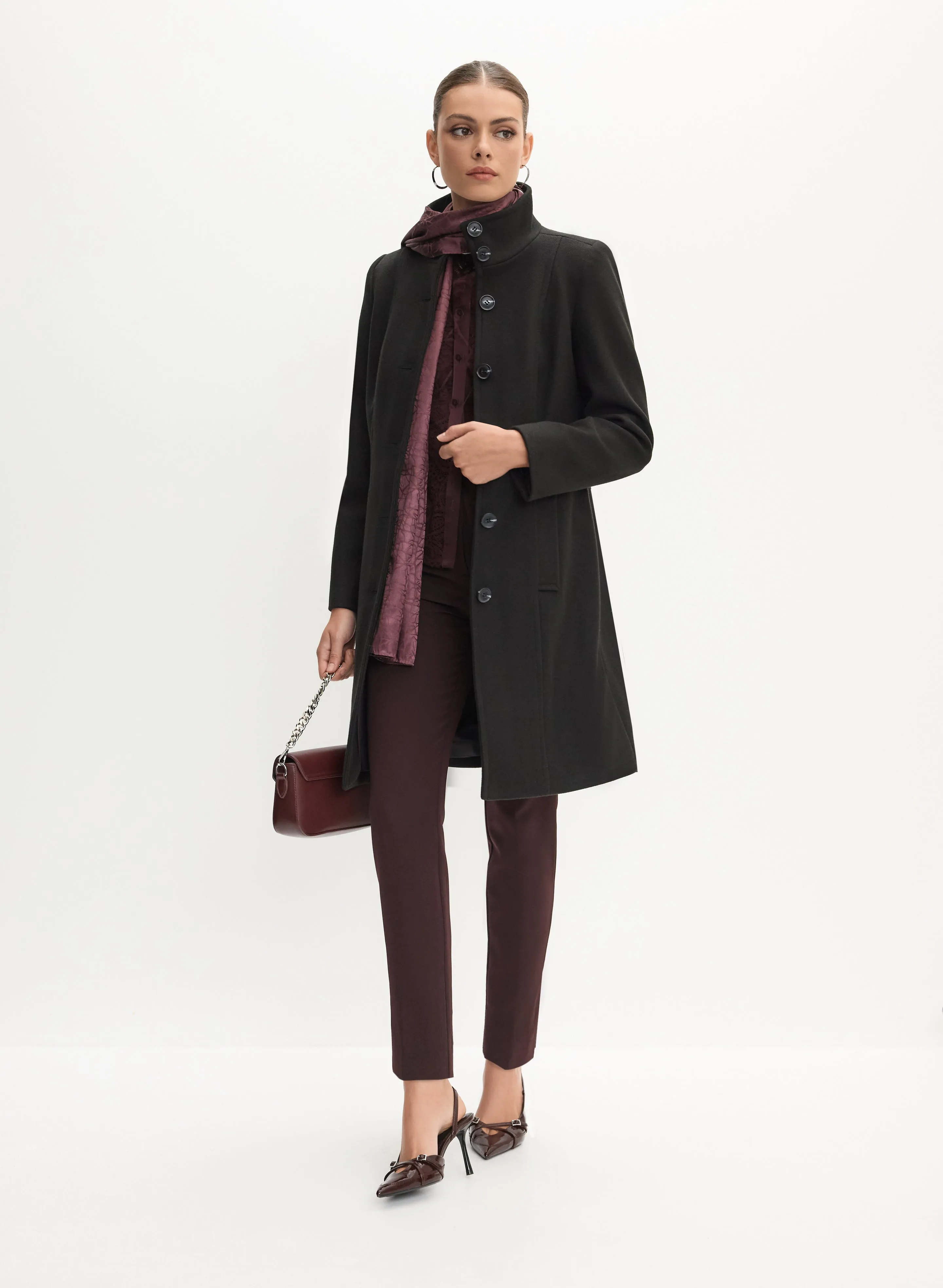 Melanie Lyne Stand Collar Wool-Blend Coat Melanie Lyne Stand Collar Wool-Blend Coat - Image 1