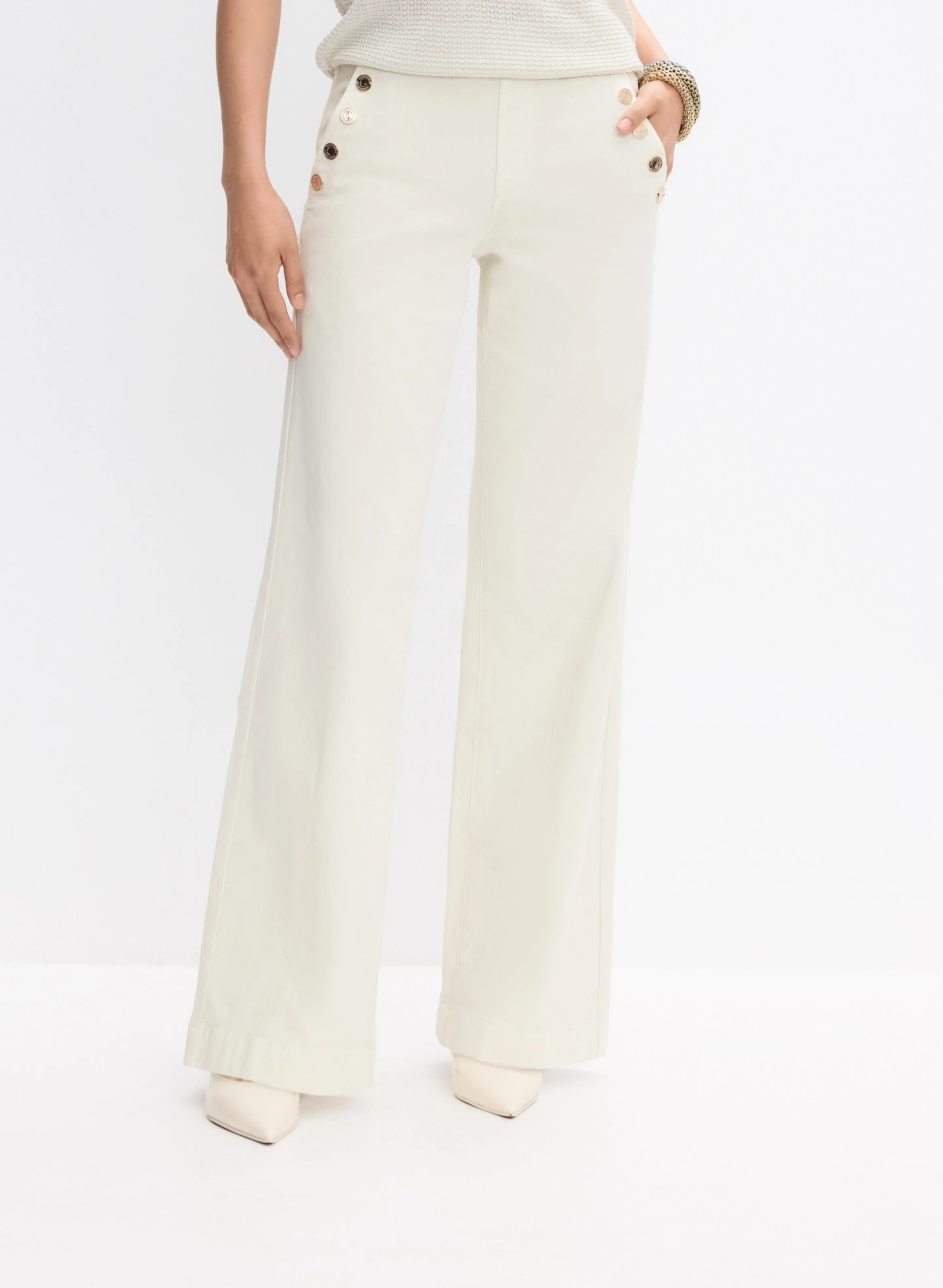 Melanie Lyne Joseph Ribkoff - Button Trim Flare-Leg Jeans Melanie Lyne Joseph Ribkoff - Button Trim Flare-Leg Jeans - Image 1