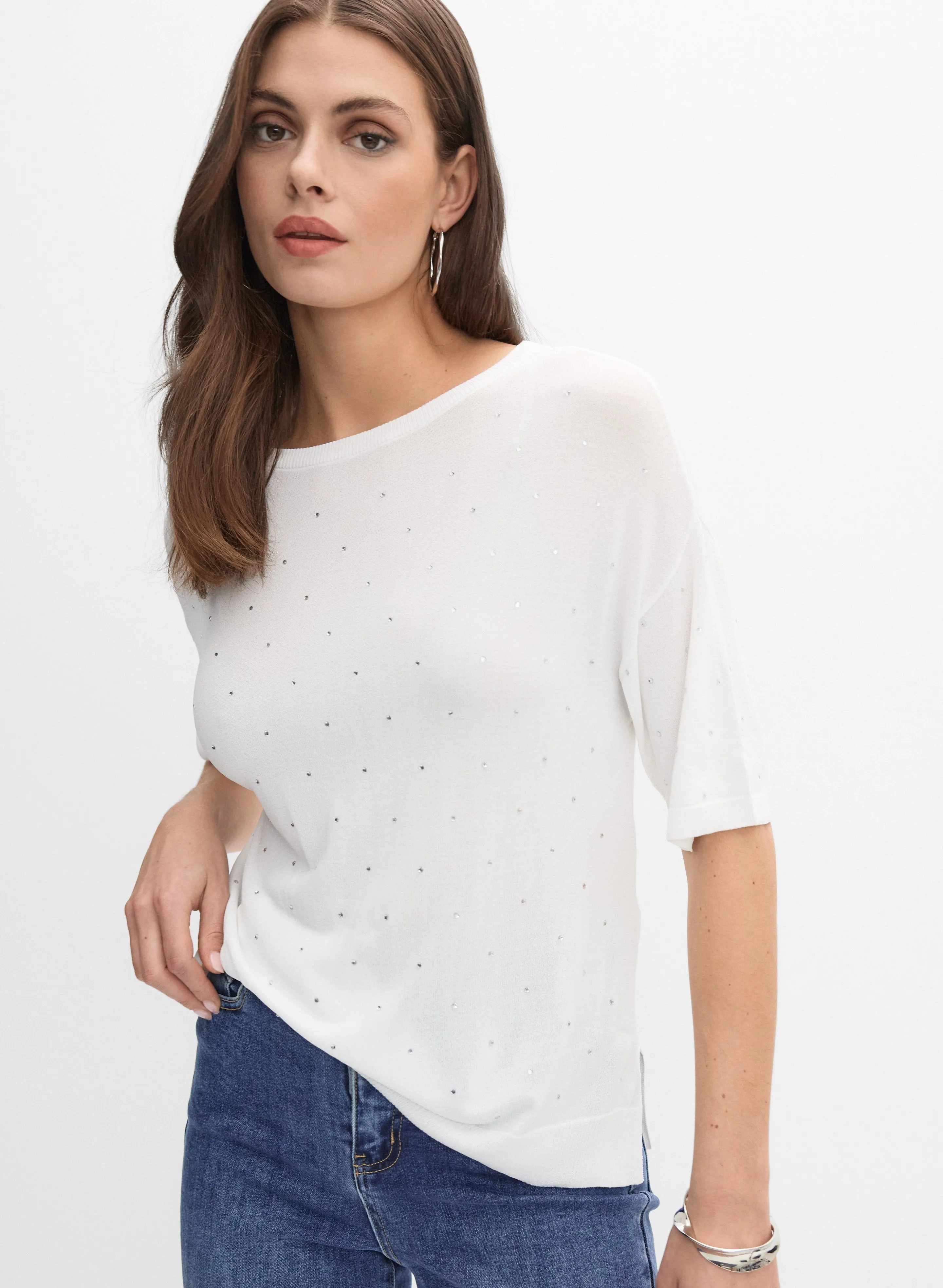 Melanie Lyne Joseph Ribkoff - Scattered Rhinestone Sweater Melanie Lyne Joseph Ribkoff - Scattered Rhinestone Sweater - Image 1