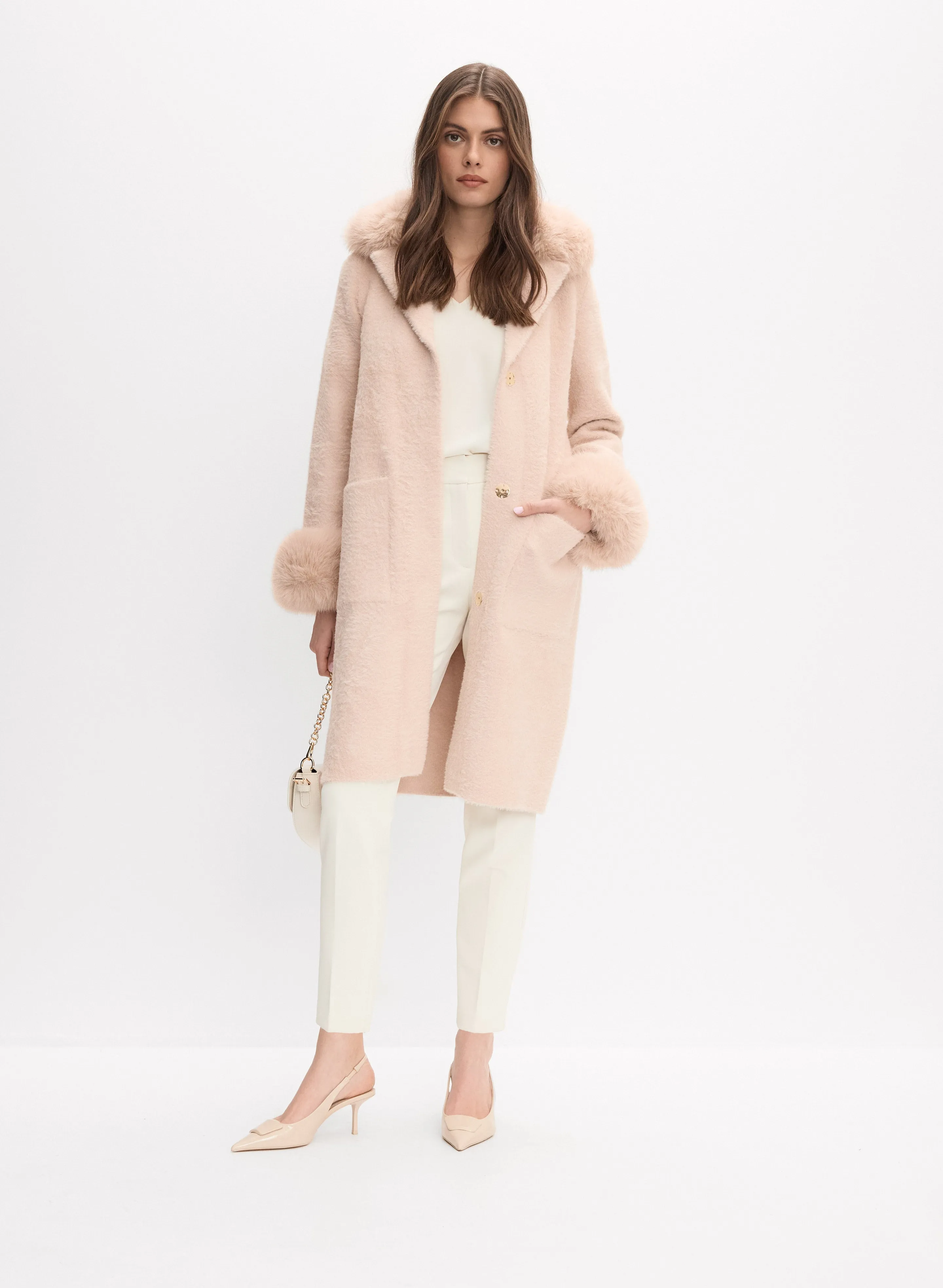 Melanie Lyne Joseph Ribkoff - Faux-Fur Detail Coat Melanie Lyne Joseph Ribkoff - Faux-Fur Detail Coat - Image 1